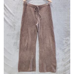 Uniqlo Womens Brown Soft Fluffy Wide Leg Pull On Pants Size Large Loungewear